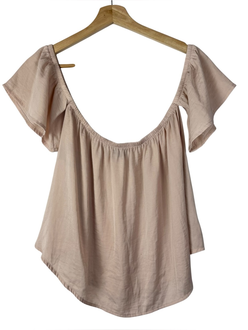 American Eagle AEO Blush Pink Off Shoulder Ruffle Short Sleeve S